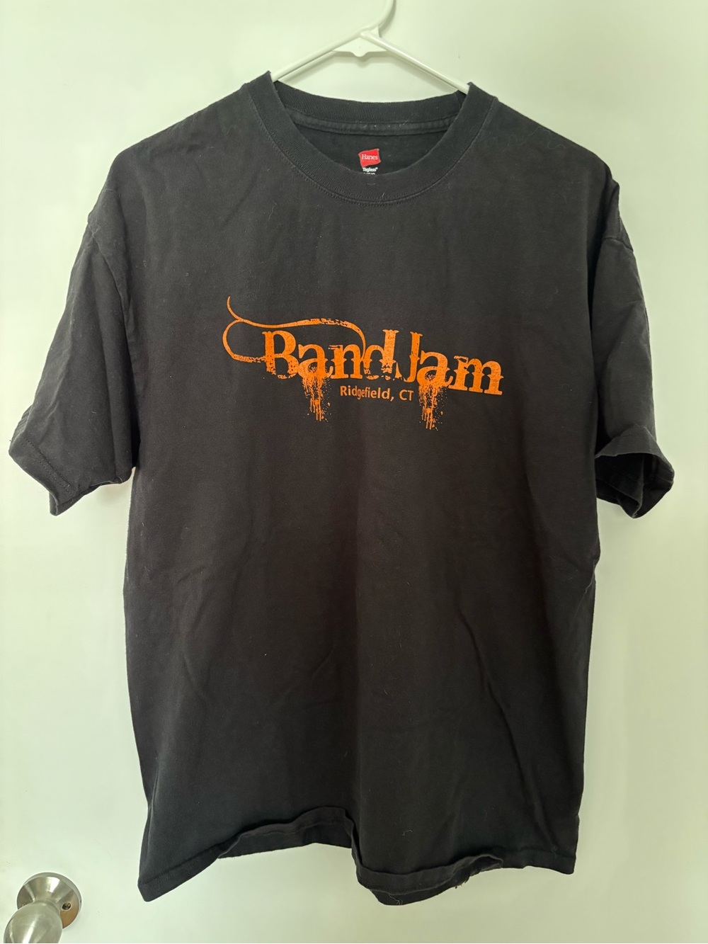 Hanes Black Short Sleeve Tee with Orange BandJam Logo